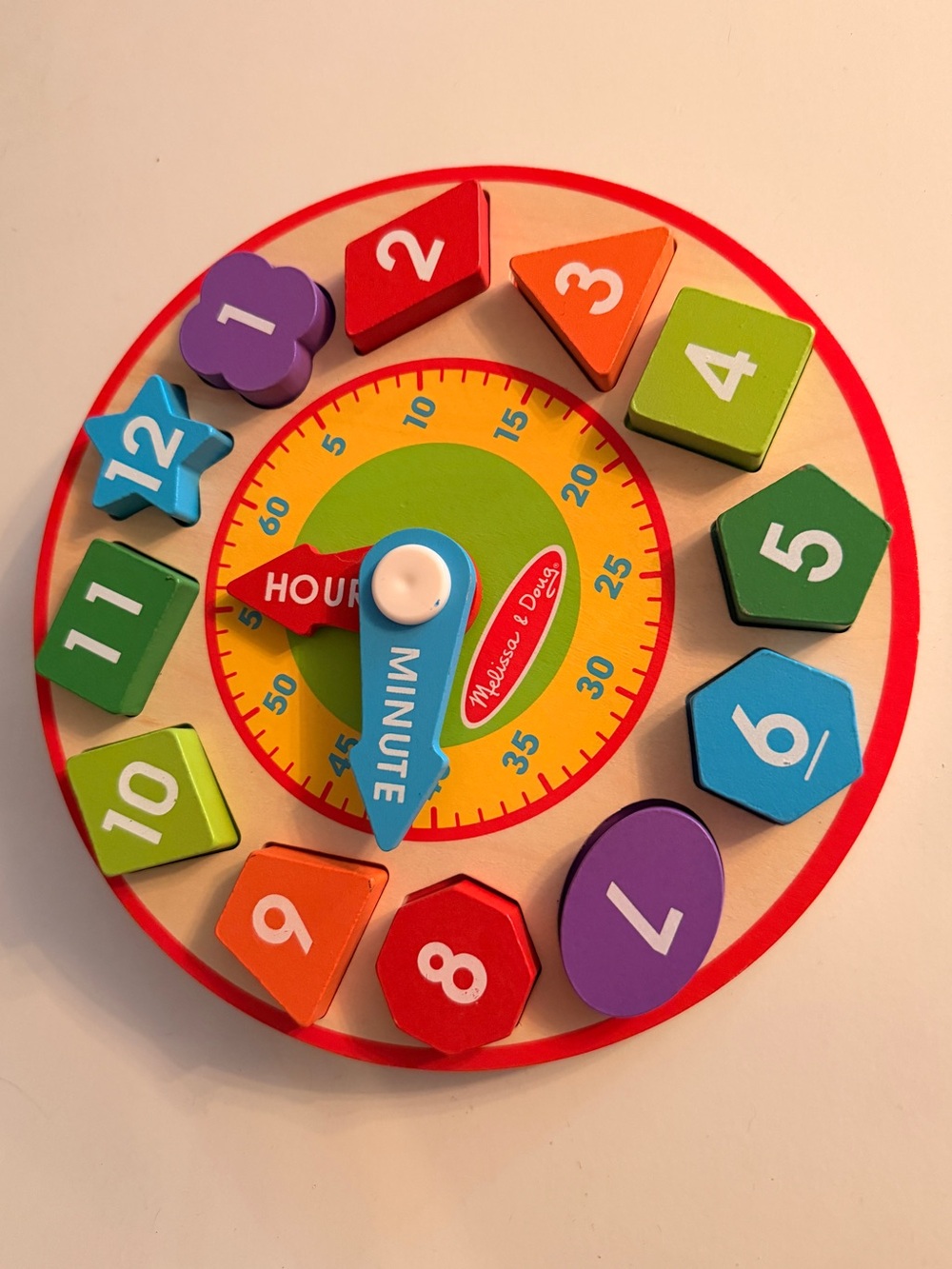Melissa & Doug Shape Sorting Wooden Clock Toy